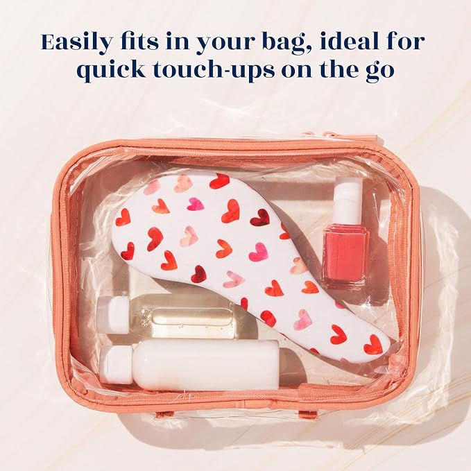 Crave Naturals Glide Thru Hair Brush - Detangler Brush for Curly, Straight, Wet or Dry Hair - Gentle Detangling Brusheses for Adults, Kids, Toddlers - Hair Accessories for Women, 7.5"x3" - Pink Hearts