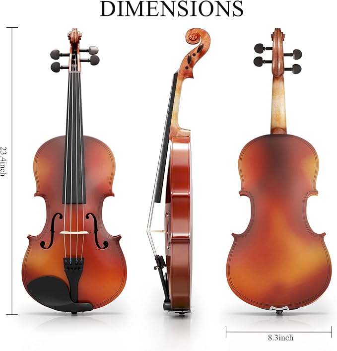 4/4 Beginner Violin Kit for Adults, Complete Full Size Violin Set with Portable Case, Bow, Rosin, Natural