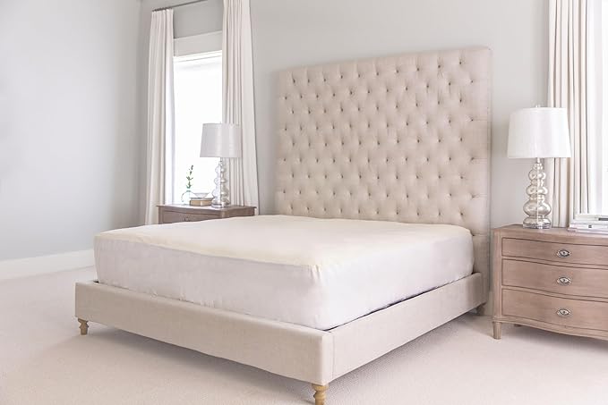 Naturepedic Organic Waterproof Mattress Protector Pad, Fitted Stretch Knit Mattress Cover for 9"-16" Depth, Twin XL