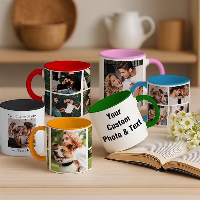 Custom Photo & Text Mug Add Personalized Text, Upload Your Image Personalized 11.5oz Mug Choose From Various Designs The Suitable Gift for Parents (C02 TEXT & PHOTO)
