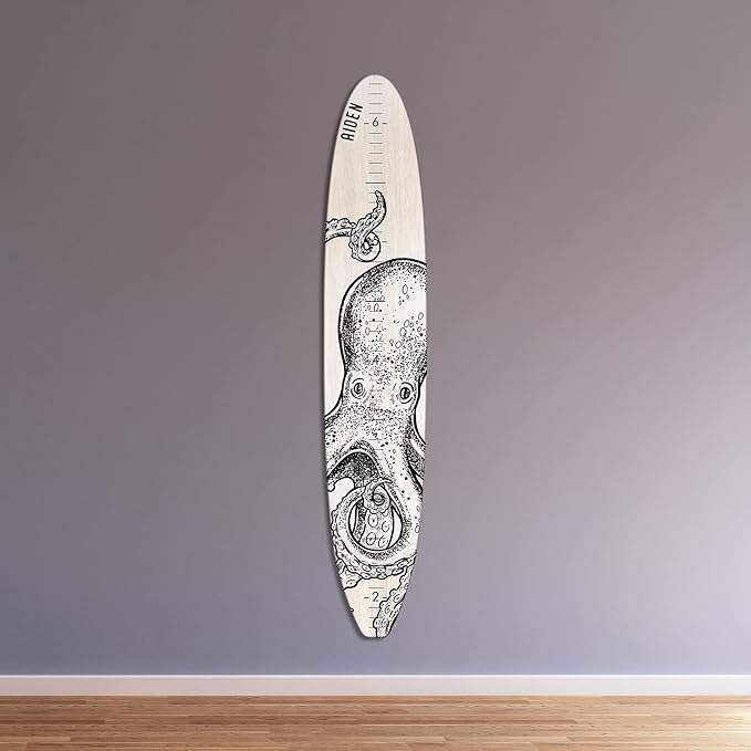 Personalized Surf Board Height Chart - Growth Chart for Wall Height Ruler Kid Growth Chart Height Tracker Wood Surfboard Child Height Chart for Kids Grow Chart Height Board-57"x10.5"