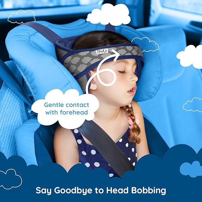 NAPUP Child Head Strap for Car Seat – Adjustable Polyester Carseat Head Support for Toddler (Dark Blue)