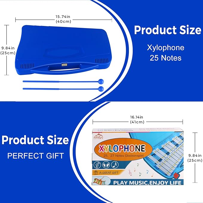 EASTROCK Glockenspiel Xylophone for Kids, Professional Music Teaching, Gifts (Blue)