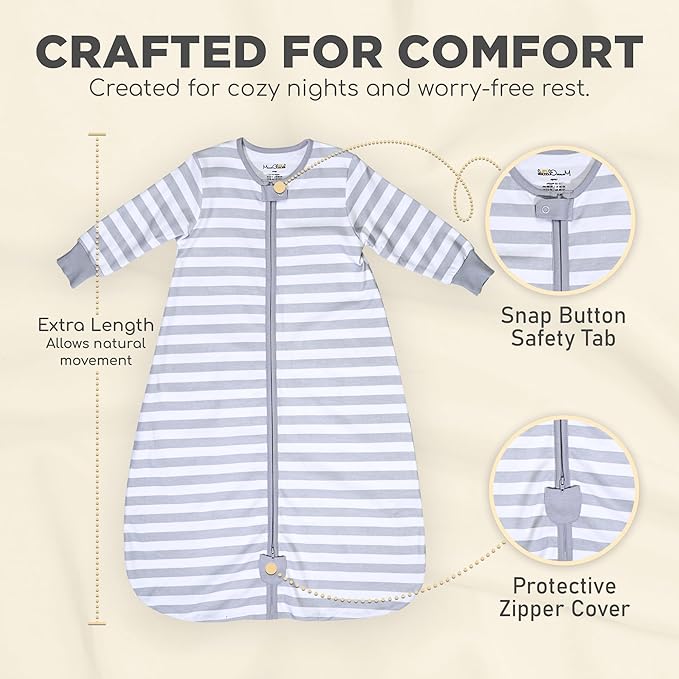 Mama Cheetah Baby Sleep Sack with Sleeves, 0.5 TOG Organic Cotton Wearable Blanket and Two-Way Zipper, Swaddle Transition Long Sleeve Sleeping Bag for Newborn Infant Toddler, 0-6 Months