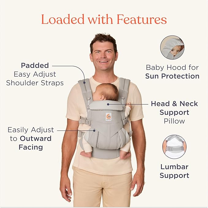 Ergobaby Omni Classic Baby Carrier Newborn to Toddler - Breathable Baby Carriers for Summer - All-Position Carrier with Lumbar Support (7-45 Pounds), Cotton, Pure Black