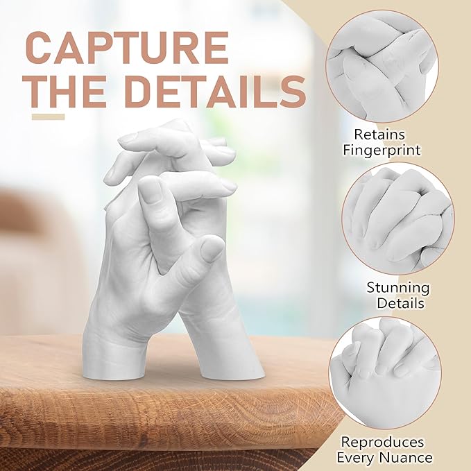 Hand Casting Kit, Anniversary Couples Gifts Casting Kit,Hand Mold Kit Couples, Hand Mold Kit Couple with Base, Couple 1 Year Anniversary, Bridal Shower, Wedding Gifts Plaster Hand Mold Casting Kits