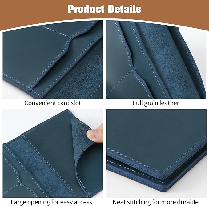 Jack&Chris Leather Passport Holder, Handmade Passport cover, Travel Wallet Cover Case for Men and Women, Leather Travel Documents Organizer Protector, JC107