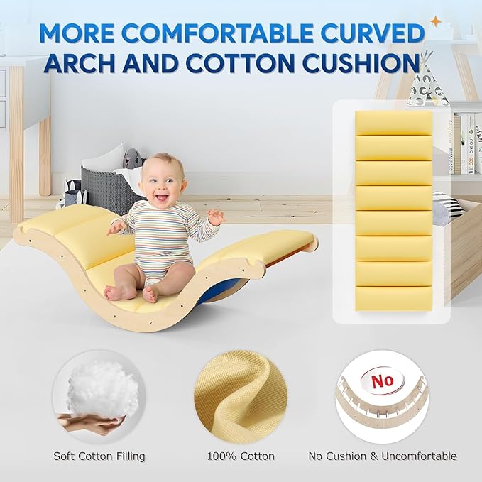 Pikler Triangle Set with Cushion, 9-in-1 Kids Climbing Toys for Toddlers 1-3 Inside, Montessori Toddler Climbing Toys Indoor, Large Wooden Pikler Triangle Climbing Set Baby Playground for Children