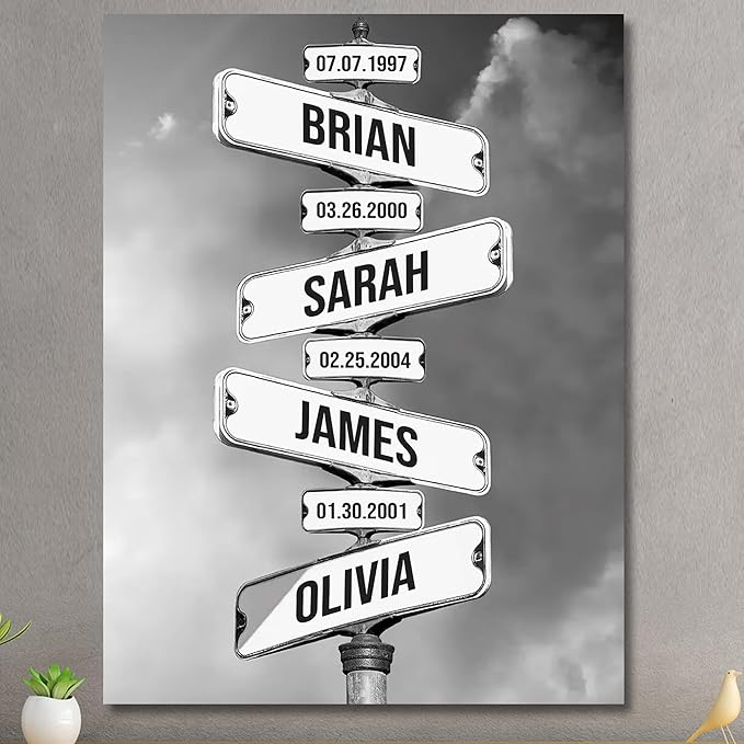 Personalized Father's Day Family Names Street Custom Multi-Name Date of Birth Vintage Street Sign Happy Fathers Day Poster Canvas Wall Art Best Gifts for Dad Husband from Daughter Son Wife Kids #20