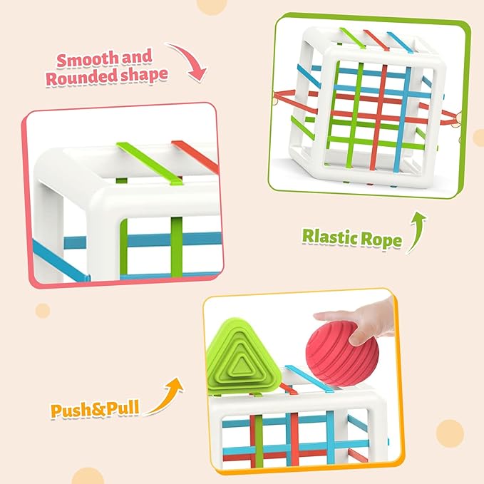MINGKIDS Montessori Toys for 1 Year Old, 6 Pc Multi Sensory Shape, Toddler Developmental Learning Birthday Gifts, Baby Toys 12 Month