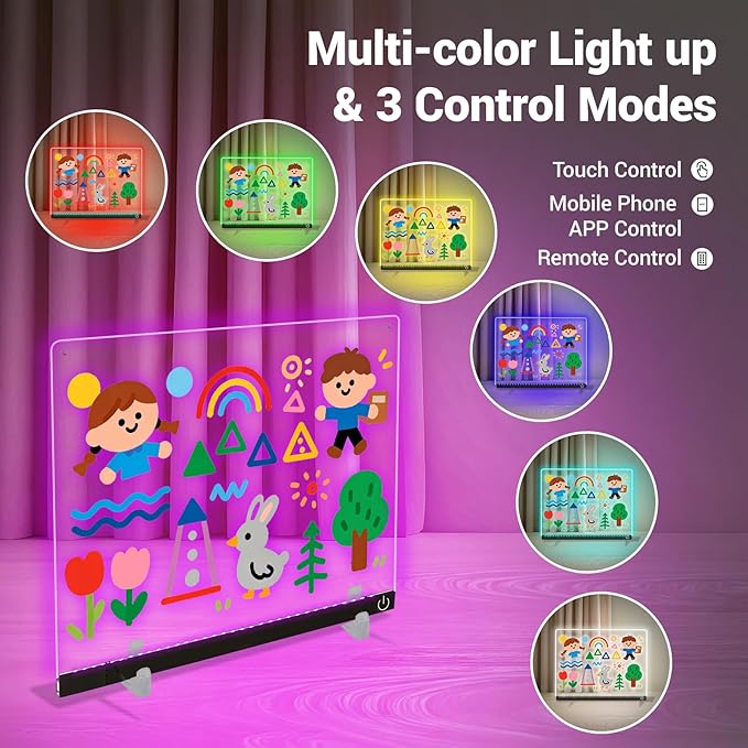 Lumiboard Led Drawing Board with Colors,Light Up Acrylic Cosmody Drawing Board,Glowing Led Note Board with Light,Lumiboard Led Boards to Write On,Christmas Gifts for Kids (Standard)