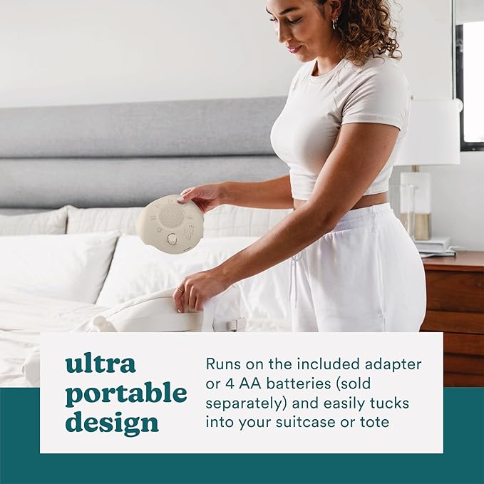 Homedics Sleep Better Portable Sound Machine, Night Light,12 Soothing Sounds Including White Noise, Rain, and Thunderstorm, Ultra-Portable Design, Auto-Off Timer, Ideal for Travel & Baby Sleep, Cream