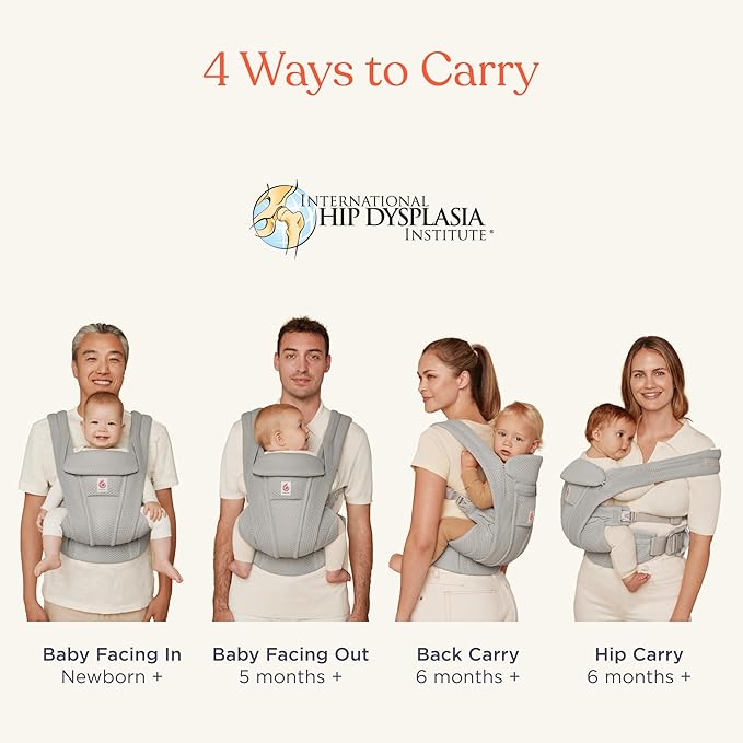 Ergobaby Omni Deluxe Baby Carrier Newborn to Toddler - Breathable Baby Carriers for Summer - All-Position Carrier with Enhanced Lumbar Support & Airflow (7-45 Pounds), Cotton, Onyx Black