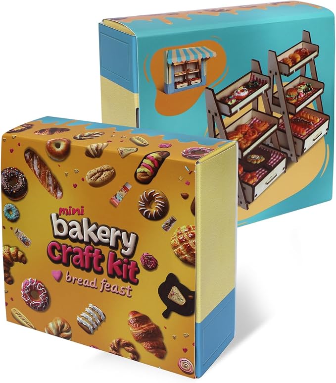 iLAND Cute Crafts for Teens Women Adults of DIY Air Dry Clay Art Mini Food, Modeling Clay Kit for Fun Date Night Craft Set Realistic 1/12 Scale Accessories for Dollhouse Kitchen Creative Crafting Gift