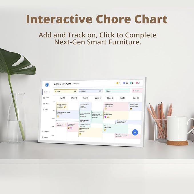 Dragon Touch 24 inch Digital Calendar Chore Chart – Interactive Touchscreen, Smart Family Planner, Hearth Display Desk Digital Calendar Seamless Scheduling
