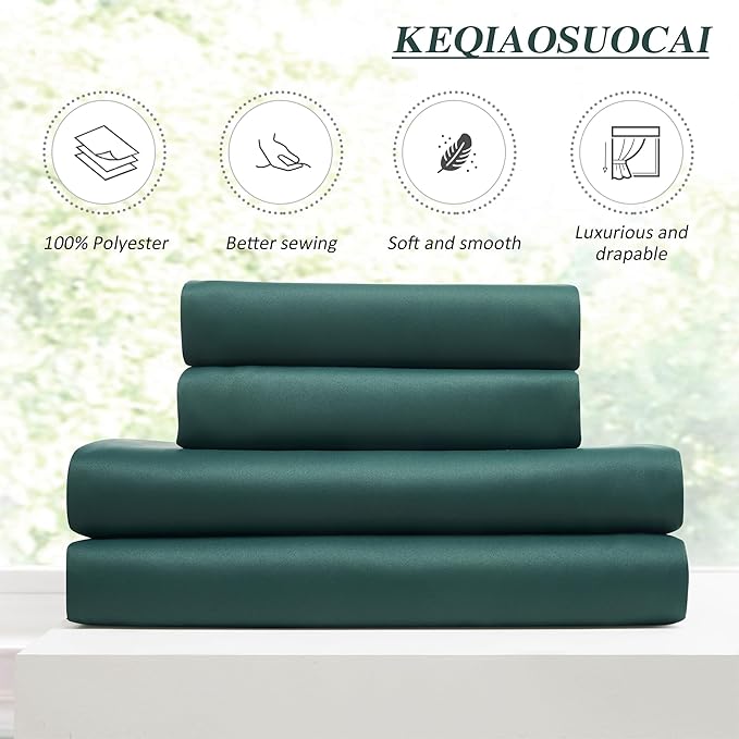 KEQIAOSUOCAI Dark Hunter Green Blackout Curtains 63 Inches Long, Christmas Home Decoration Pinch Pleated Room Darkening Drapes for Bedroom,Emerald Green,40x63,2 Panels