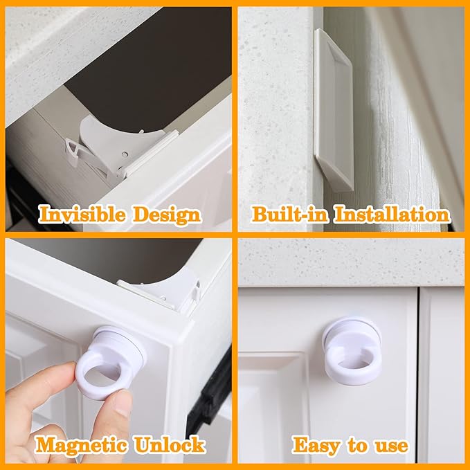 Kingdder 8 Sets Magnetic Cabinet Locks Keys Baby Proofing Child Safety Magnet Drawer Replacement Keys Universal Magnetic Key for Drawers and Cabinets (Locks Not Included)