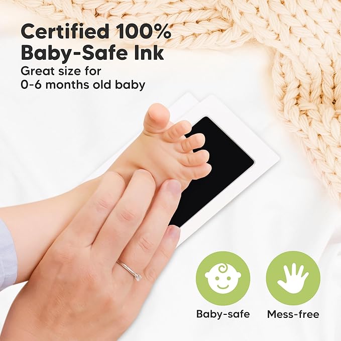 4-Pack Inkless Baby Hand and Footprint Kit - Mess Free Ink Pad for Newborn Keepsake, Dog Nose & Paw Print Kit, Clean Touch Ink Pad for Baby Hand & Footprints, Ideal New Mom Gifts (Jet Black)