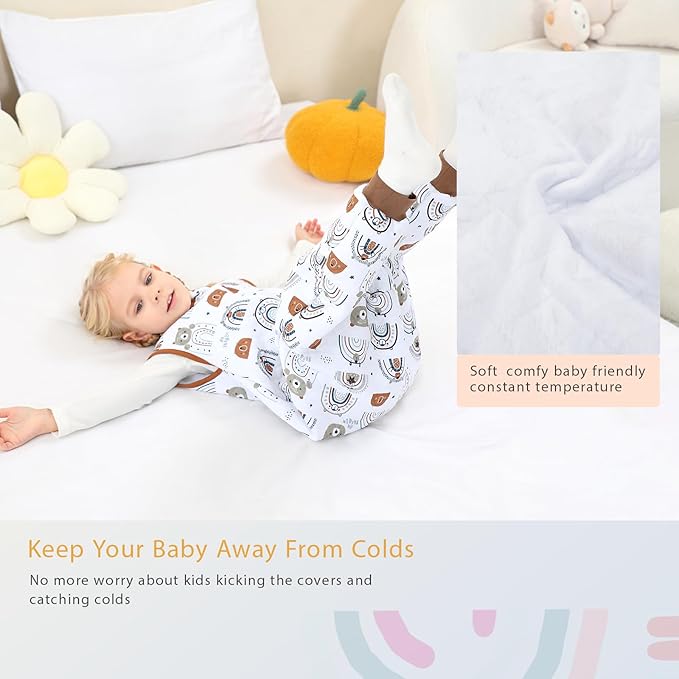 Baby Toddler Sleep Sack with Feet 2.5 TOG Winter, Wearable Blanket with Legs, Toddler Sleeping Sack Long Sleeve (Bear, 5T-7T)