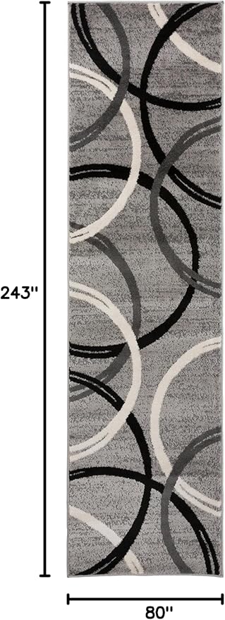 Rugshop Modern Wavy Circles Design Runner Rug 2'7" x 8' Gray