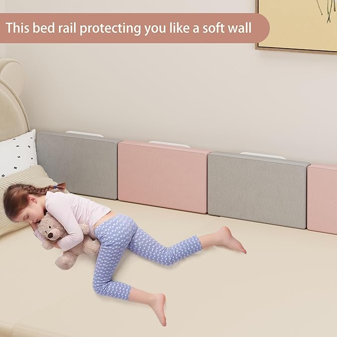 Bed Rail Bumpers for Toddlers, for Elderly Adults Safety, Bed Side Guard Rails for Kids, Twin，Queen & King Full Size Beds（Gray, 2 Packs）