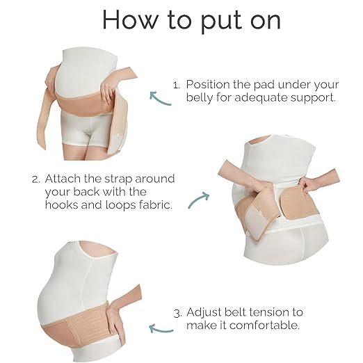 NeoTech Care Adjustable Maternity Belt - Light and Breathable Pregnancy Belly Support Band for Pregnant Women (Beige, Extra Large Size)