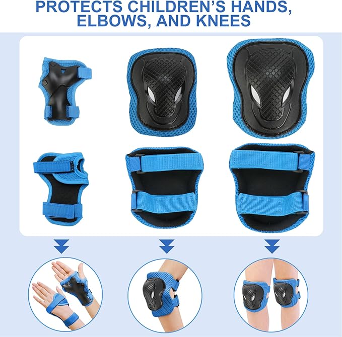 KAMUGO Kids Bike Helmet Set, Toddler Helmet for Ages 2-8 Boys Girls with Sports Protective Gear Set Knee Elbow Wrist Pads for Skateboard Cycling Scooter Rollerblading
