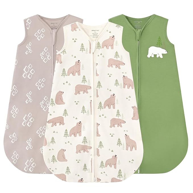 JELLYMONI Baby Sleep Sack 0-6 Months, 100% Cotton 3 Pack 0.5 TOG Baby Wearable Blanket Infant Sleep Sack with 2-Way Zipper Newborn Sleep Sacks