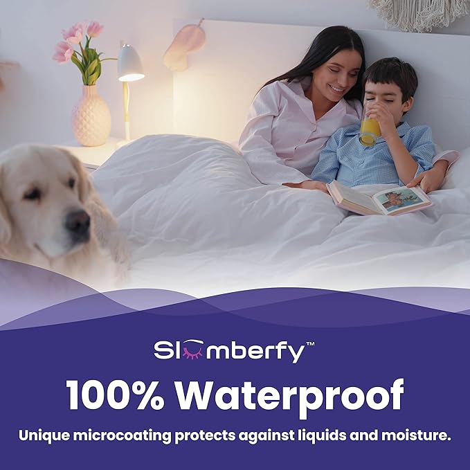 King Size Waterproof Bamboo Mattress Encasement by Slumberfy - Premium Skin-Safe Mattress Protector with 360° EZ Zipper, Lab-Tested Bed Bug, Zippered Encasement (76x80 in)