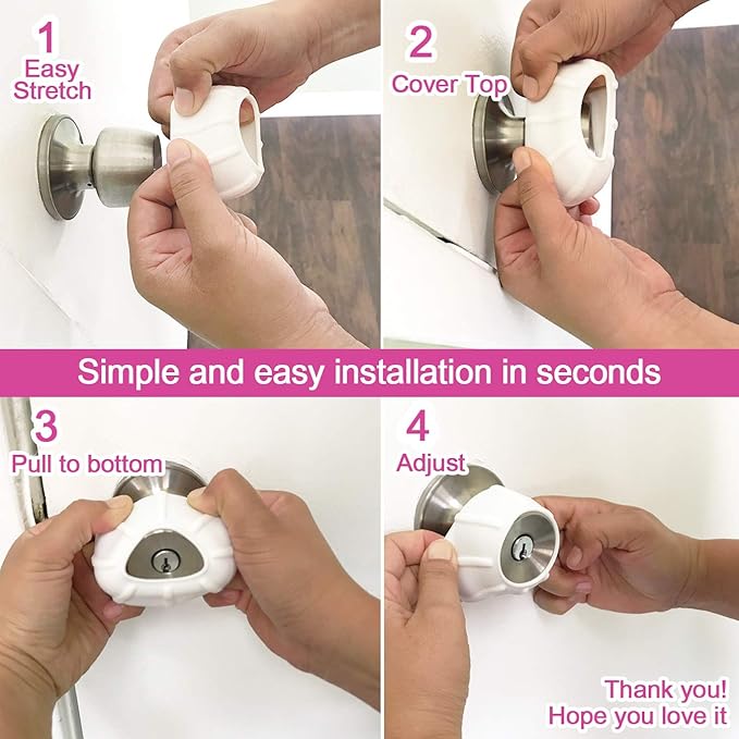 Enjoy Cover - 2 Pack Silicone Door knob Grips Maximum Grip Nonslip Arthritis & Senior Living Aids Grippy Easy Open Fits All Door Knob Universal Size Decorative (Foggy Clear)