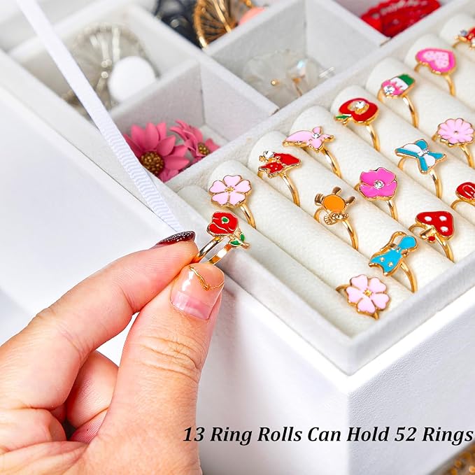 Earrings Jewelry Box for Girls, 5 Layers Jewelry Organizer with Earring Holder Organizer for Girls Earring Organizer Jewelry Boxes for Women Earrings and Necklaces Jewelry Box Organizer White
