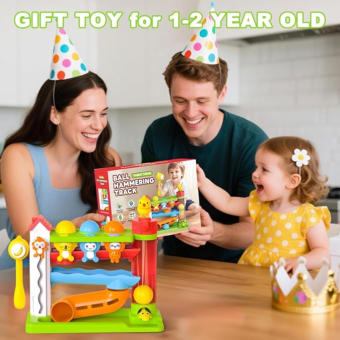 Toddler Musical Toys for 1+ Years Old Boy,Motor Skills Developmental Baby Toy 12-18 Months,Bilingual Toddler Learning Ball Drop Toy， Birthday Gift Toys for 1 2 Year Old Boys & Girls(Green)