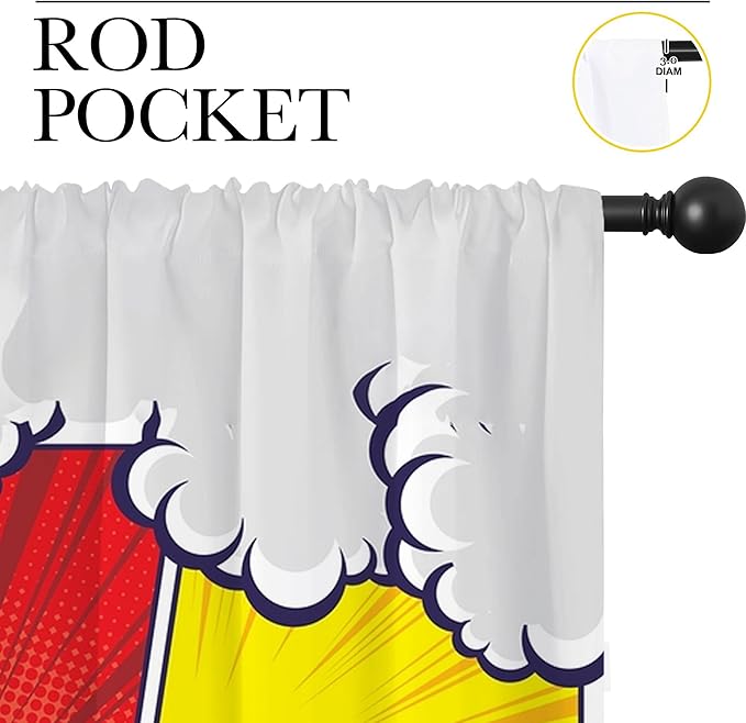 City Rod Pocket Blackout Curtains for Boy Girl Bedroom, Pop Art Style New York Cityscape Home Energy Efficient Light Filtering Window Curtain for Living Room, 84x84 inch