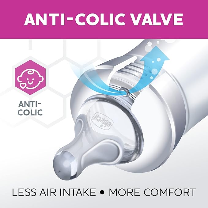 Chicco Duo 9oz. Hybrid Baby Bottle with Invinci-Glass Inside and Plastic Outside | Dishwasher, Bottle Warmer, and Electric Sterilizer Safe | Intui-Latch Nipple | Clear/Pink, 2pk