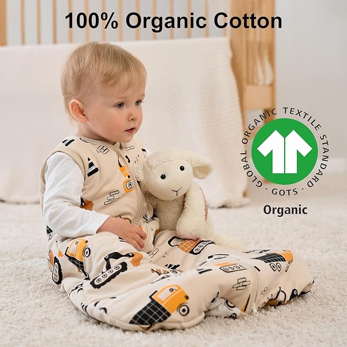 Yoofoss Baby Sleep Sack 0-6 Months, 1.5 Tog Baby Wearable Blanket with 2-Way Zipper, 100% Cotton Organic Fabric Winter Infant Sleeping Sack, Warm Soft Comfy