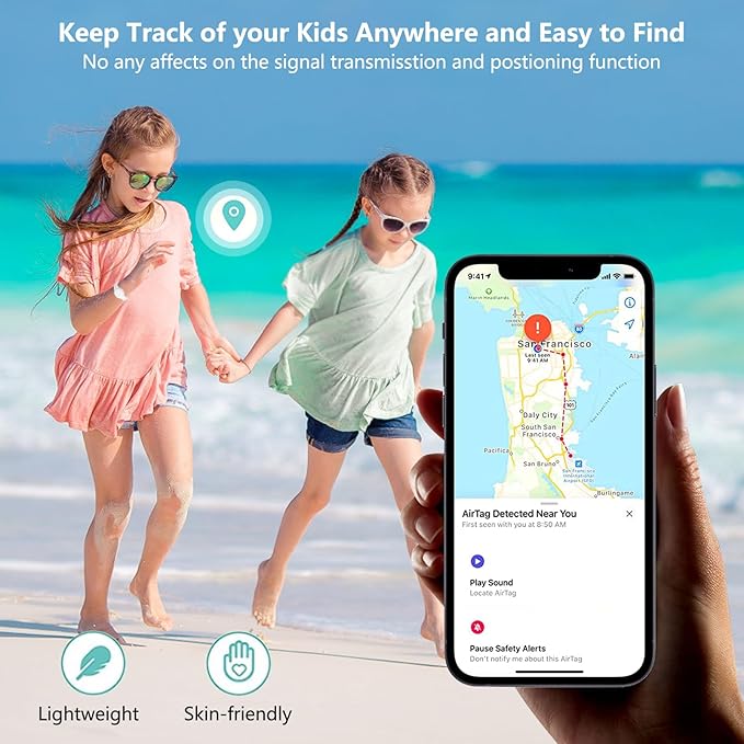 for Waterproof Airtag Bracelet for Kids,Hidden for Airtag Wristband Kids,Anti-Lost Silicone for Airtag Holder Case for Toddler,for Airtag Case Cover Watch Band GPS Tracker for Child-White