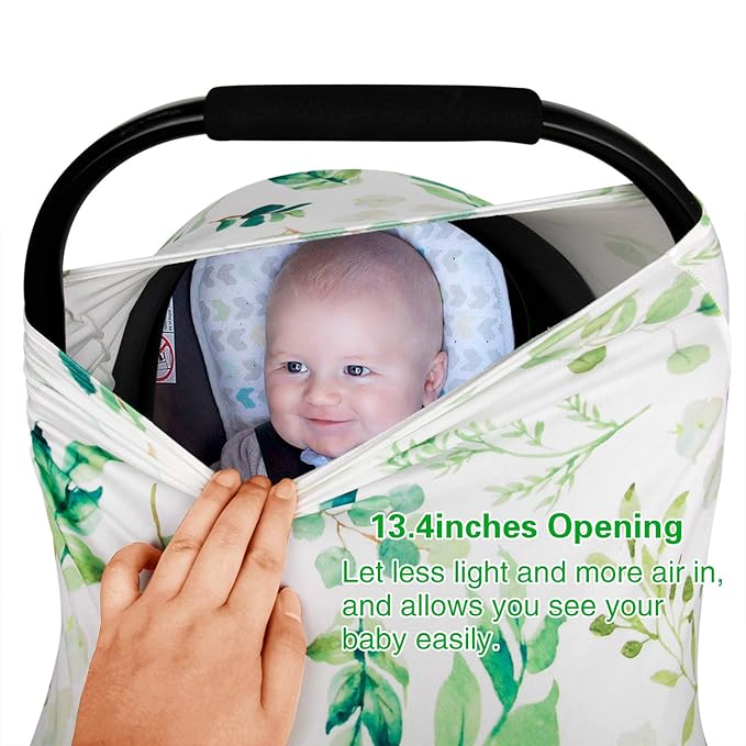 Nursing Cover Breastfeeding Scarf, Car Seat Covers for Babies Infant Carseat Canopy, Stretchy Soft Breathable Multi-Use Cover Ups for Stroller High Chair Shopping Cart, Baby Essentials for Summer