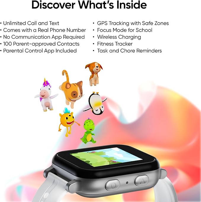 Gabb Watch 3e - GPS Tracker for Kids, Digital Smart Watch, No Social Media or Internet, Fees Required (Silver)