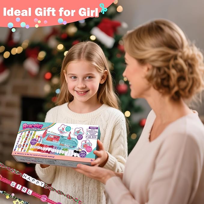 Arts and Crafts for Kids Ages 8-12,Friendship Bracelet Making Kit for Girl,DIY Arts and Crafts Maker for Kids,Jewelry Making Kit Christmas Gifts for Ages 6 7 8 9 10 11 12 Year Old (Blue/Pink)