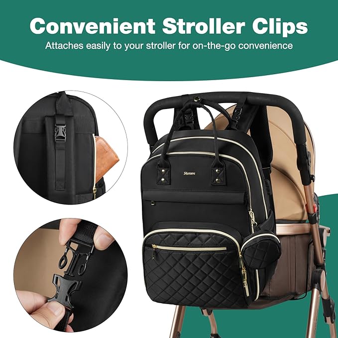 MOMUVO Diaper Backpack for Women Large Capacity with Insulated Pockets Diaper Bags For Baby Girl Boy Waterproof Baby Bags