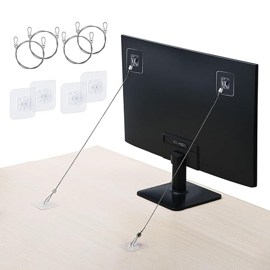 4 Pack 40" TV Safety Stainless Steel Straps Adjustable, Adhesive Anti-Tip Furniture Anchor for Flat Screen, TV and Furniture Safety Straps for Baby Proofing