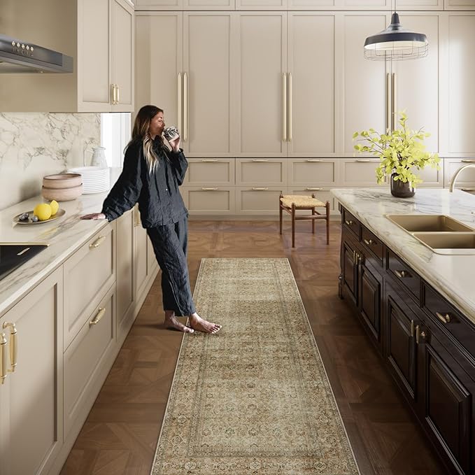 Washable Runners for Hallways Kitchen Rug: 2'x10' Runner Rugs Stain Resistant Non Slip Low Pile Soft Carpet Runners for Hallways Bedroom Kitchen Entryway Indoor Beside Bathroom Laundry Room