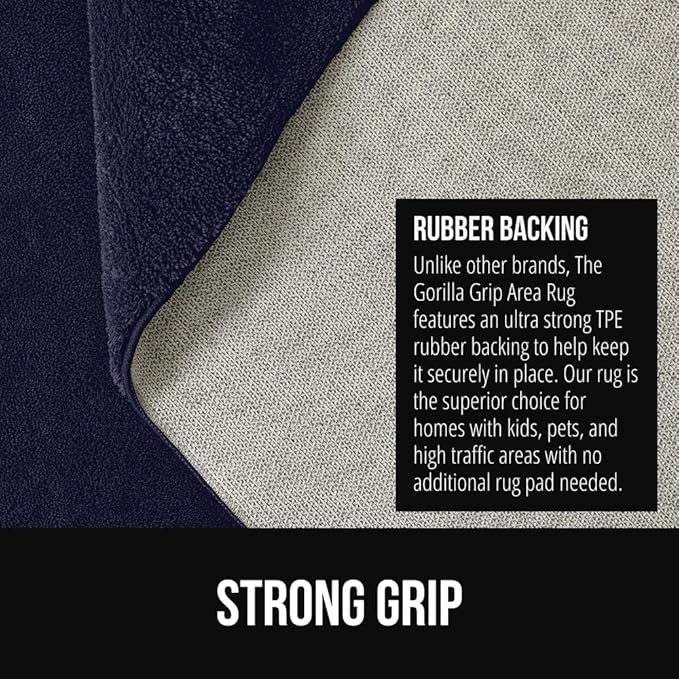 GORILLA GRIP Ultra Soft Washable Area Rug, Stain and Slip Resistant Plush Thick Carpet for Bedroom Living Room, No Shed Floor Rugs, Pet Friendly, Dorm Essentials, Kids Nursery Home Decor 4x6 Navy Blue