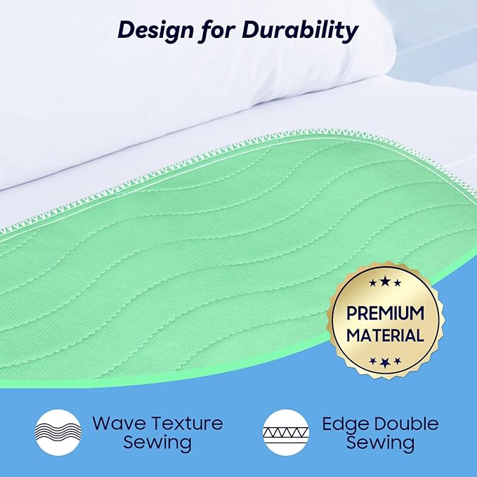 4 Pack 36” x 54” Extra Heavy Absorbency Washable Underpads, Waterproof Nursing Pads Incontinence Bed Pads, Reusable Washable Pee Pads for Dogs, Diaper Changing & Adults, Mattress Protector
