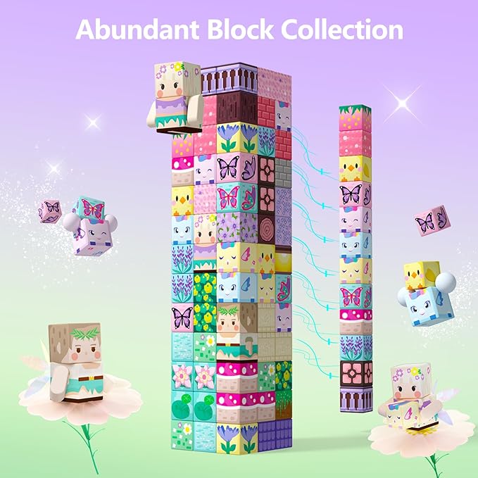GobiDex Magnetic Blocks Kid Building Toys for 3+ Years Old Girls, STEM Sensory Gifts for Princess, Kids Magnets Build MagWonder World Game