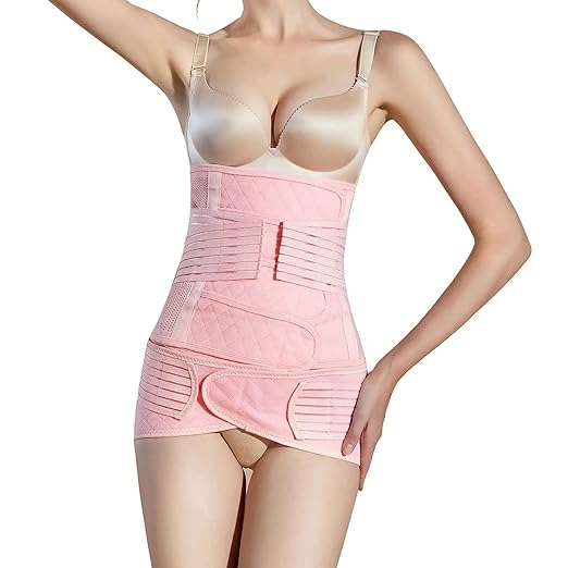 2 in 1 Postpartum Belly Band Wrap Pink, C-Section Support Belt Medium, Post Partum Support Recovery Waist/Pelvis Belt, Hysterectomy Belly Band Binder Girdle Stomach