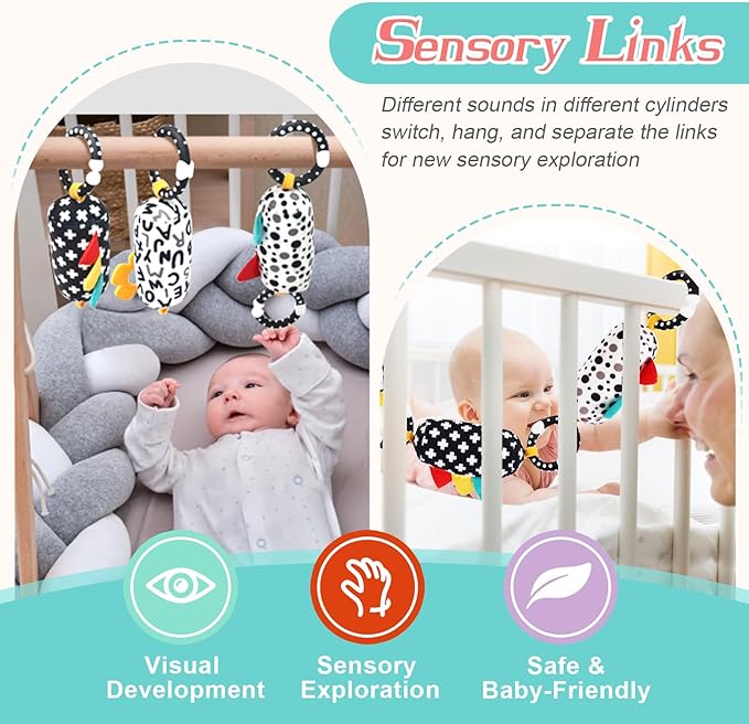 vocheer High Contrast Baby Toys for Newborn, 6 in 1 Black and White Sensory Baby Gift Set for 0-3 Months, 21pcs Montessori Early Educational Learning Kit