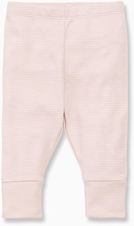 MORI Luxurious Baby Leggings in Blue Stripe, Elastic Waist, Organic, 0-3 Months