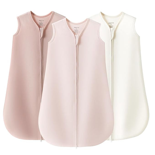 JELLYMONI Baby Sleep Sack 0-6 Months 100% Cotton Wearable Blanket, 0.5 TOG Soft Lightweight Toddler Sleeping Sack 3 Pack 2-Way Zipper Newborn Sleep Sacks