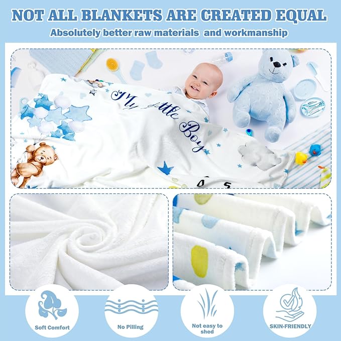 Sleeping Bear Monthly Baby Milestone Blanket Bear Star Balloon Flannel Blanket Boy Newborn Infant Swaddle Growth Baby Frame for Boys Girls Nursery (Blue)